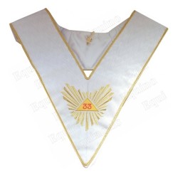 Sautoir maçonnique moiré –  REAA – 33ème degré – Grande Gloire – Triangle jaune – Brodé machine