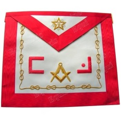 Tablier maçonnique en cuir – REAA – Maître – Lettres maçonniques + équerre et compas + étoile