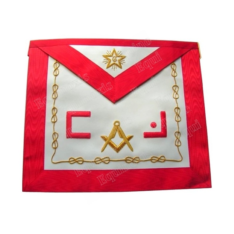 Tablier maçonnique en cuir – REAA – Maître – Lettres maçonniques + équerre et compas + étoile
