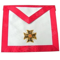 Tablier maçonnique en cuir – REAA – 18ème degré – Chevalier Rose-Croix – Croix pattée – Brodé main