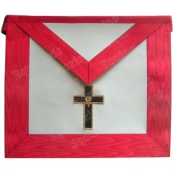 Tablier maçonnique en faux cuir – REAA – 18ème degré – Chevalier Rose-Croix – Croix latine – Brodé machine