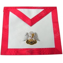Tablier maçonnique en cuir – REAA – 18ème degré – Chevalier Rose-Croix – Pélican – Dos croix grecque