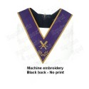 Sautoir maçonnique moiré – Memphis-Misraïm violet avec galon doré – Secrétaire – Brodé machine