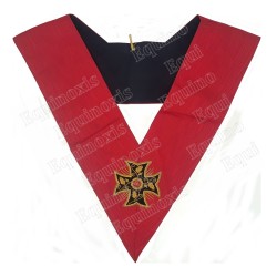 Sautoir maçonnique moiré – REAA – 18ème degré – Souverain Prince Rose-Croix –  Croix pattée – Brodé main