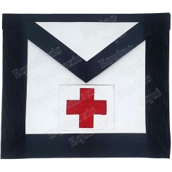Tablier maçonnique en faux cuir – REAA – 11ème degré – Croix rouge – Brodé machine